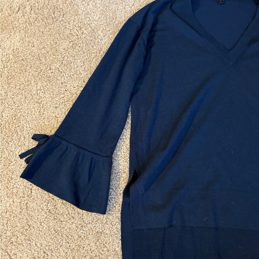 J. Crew Deep Blue V-Neck Top - Picture 2 of 6